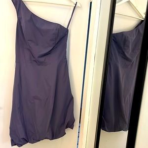 Purple one shoulder cocktail dress